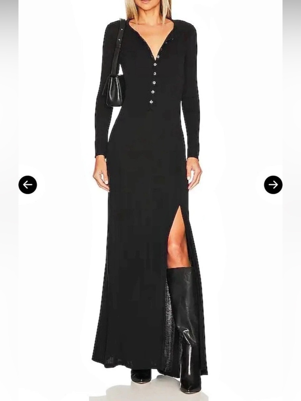FRAME Henley Maxi Dress Noir Black S/P – LWKD0290